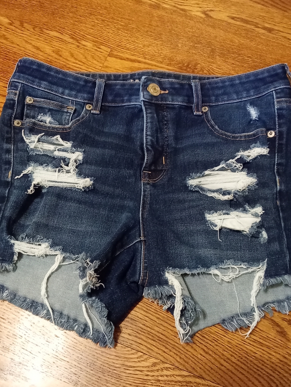 American Eagle Dark Wash Distressed Denim Shorts 10